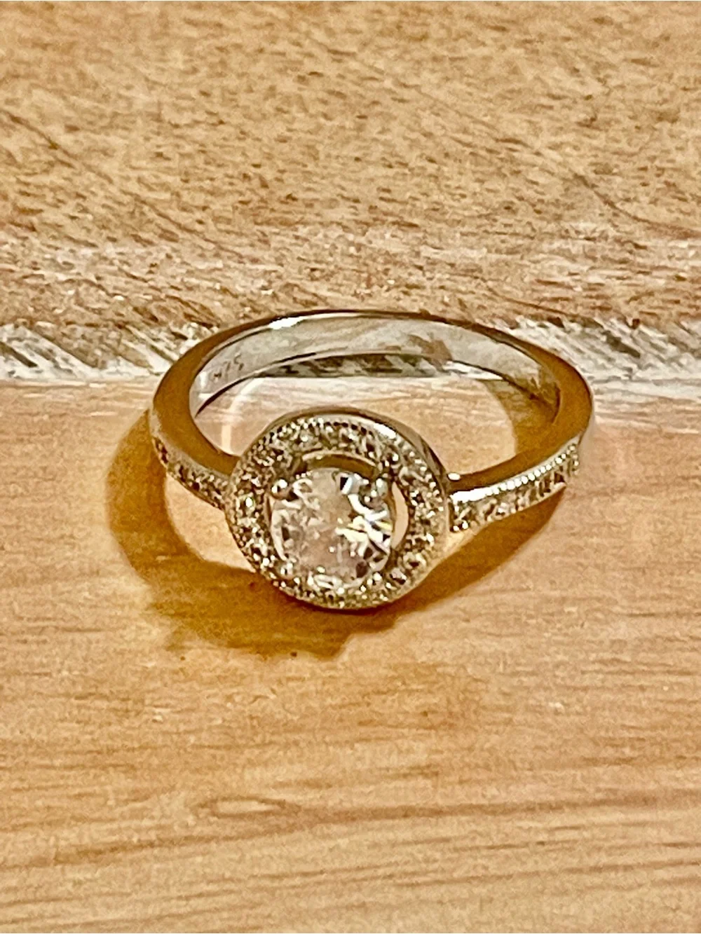 Sparkling Classic Halo Engagement Ring in 935 Silver with Clear Center Stone - Picture 6 of 7